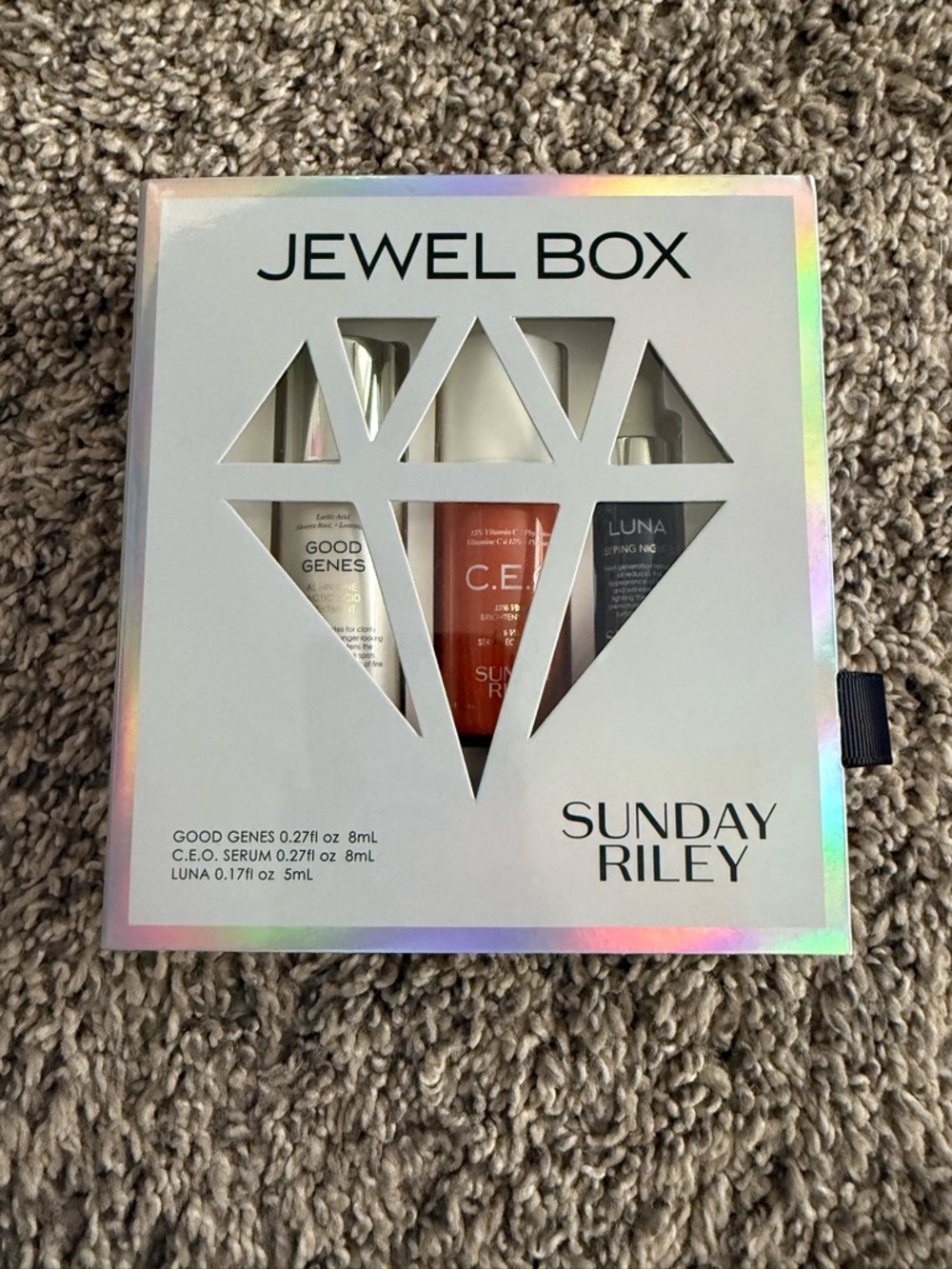NEW Sunday Riley Jewel Box 3 Piece Kit